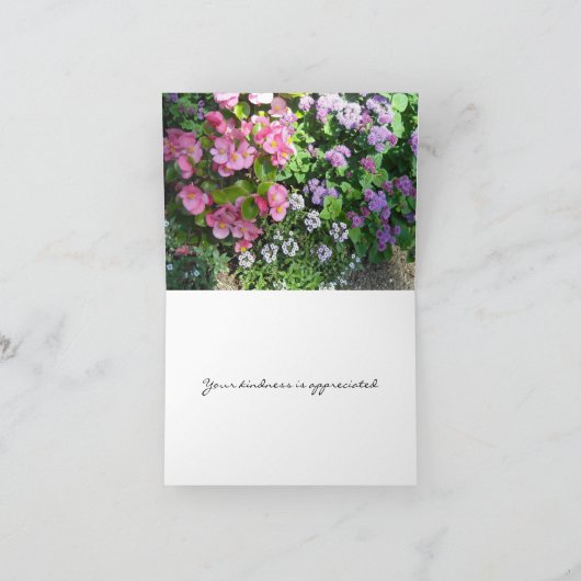 Roze Begonias Dank je Bedankkaart (Binnen)