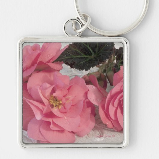 Roze Begonias Sleutelhanger (Voorkant)