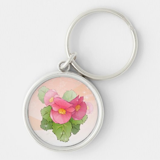Roze begonias sleutelhanger (Voorkant)