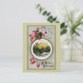 Roze Begonias  Verjaardagsvignet Briefkaart (Staand voorkant)