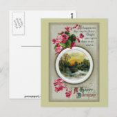 Roze Begonias  Verjaardagsvignet Briefkaart (Voorkant / Achterkant)