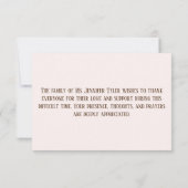 Roze begrafenismonument van familie bedankkaart (Achterkant)