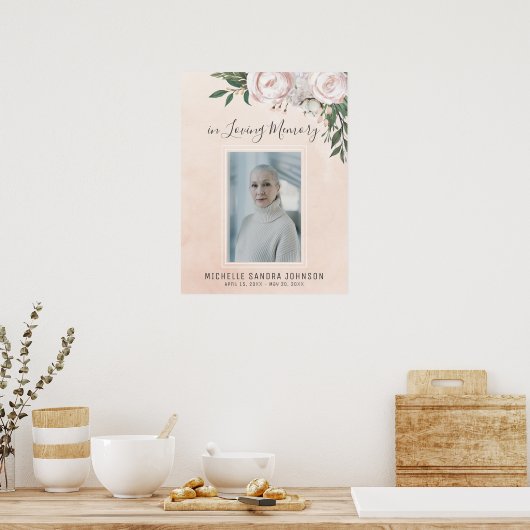 Roze begroetingsbord ter viering van het leven bij poster (Keuken)