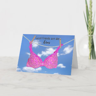 Roze beha vriendschap humor kaart