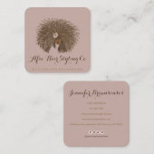 Roze Beige Afro Hair Stylist Vierkante Visitekaartje (Voorkant / Achterkant)