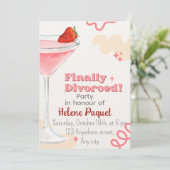 Roze Beige Aquarel Eindelijk Gescheiden Feest Kaart (Staand voorkant)