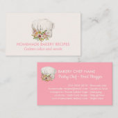 Roze Beige Bakkerij waterverf bloemgebak Visitekaartje (Voorkant / Achterkant)