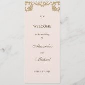  Roze Beige  Barok Trouwprogramma Programmakaart (Voorkant)