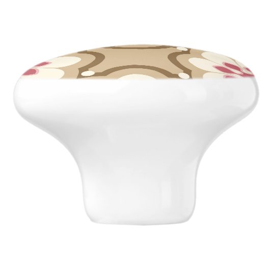 Roze & Beige bloem Keramische Knop (Zijkant)
