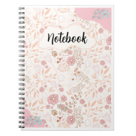 Roze Beige Bloempatroon - Vrouwelijke Elegantie Notitieboek