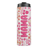 Roze Beige Boho Bloemen 3D Opgeblazen Mama Thermosbeker (Voorkant)