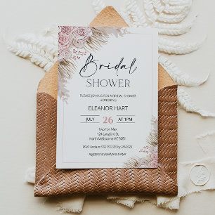 Roze Beige Boho Pampas Grass Vrijgezellenfeest Kaart