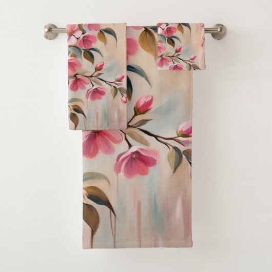 Roze Beige Branch Badhanddoeken Bad Handdoek (Insitu)