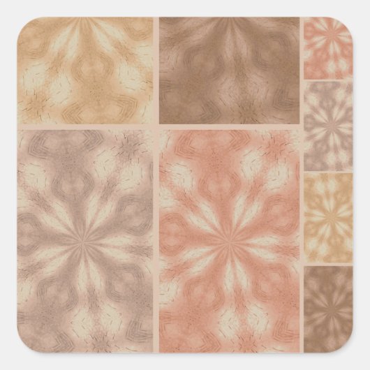 Roze Beige Bruin Patroon Vierkante Sticker (Voorkant)