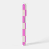 Roze Beige Dambord Patroon Hoesje iPhone Hoesje (Rechterkant)