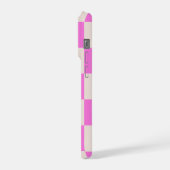 Roze Beige Dambord Patroon Hoesje iPhone Hoesje (Linkerkant)