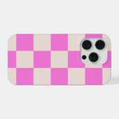 Roze Beige Dambord Patroon Hoesje iPhone Hoesje (Achterkant horizontaal)