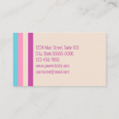 Roze Beige en Blauwe Strepen Hair Stylist Visitekaartje (Achterkant)