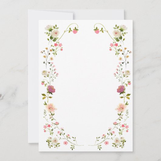Roze Beige Esthetische Bloemen Waterverf bruiloft Kaart (Achterkant)