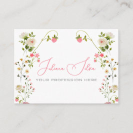 Roze Beige Esthetische Bloemen Waterverf met QR Visitekaartje