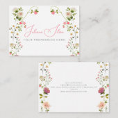 Roze Beige Esthetische Bloemen Waterverf Visitekaartje (Voorkant / Achterkant)
