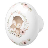 Roze Beige Floral Woodland Nursery Uil Keramische Knop (Rechts)