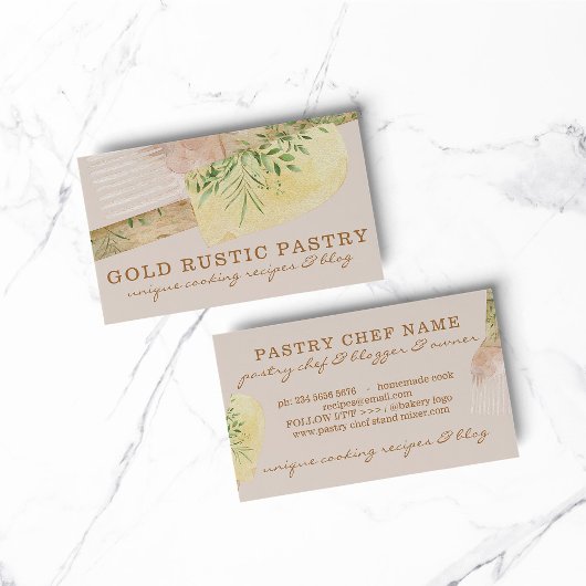 Roze Beige Gebak Chef Cake café spatel bakkerij Visitekaartje
