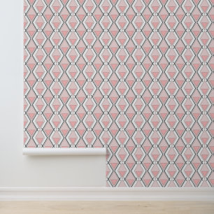 Roze beige geometrisch patroon behang