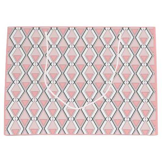 Roze beige geometrisch patroon groot cadeauzakje (Voorkant)