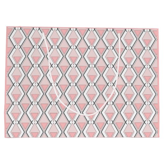 Roze beige geometrisch patroon groot cadeauzakje (Achterkant)