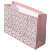 Roze beige geometrisch patroon groot cadeauzakje (Voorkant Gekanteld)