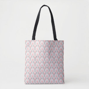 Roze beige geometrisch patroon tote bag