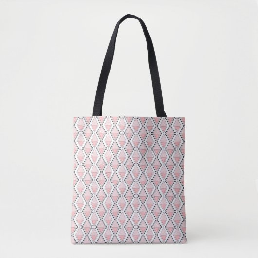 Roze beige geometrisch patroon tote bag (Voorkant)