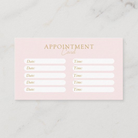 Roze & Beige-Gold, Minimaal, Elegant, Salon Afsprakenkaartje (Achterkant)