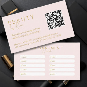 Roze & Beige-Gold, Minimaal, Elegant, Salon Afsprakenkaartje