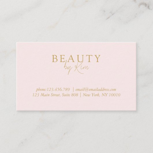Roze & Beige-Gold Minimal Elegant, Salon QR Code Visitekaartje (Voorkant)