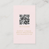 Roze & Beige-Gold Minimal Elegant, Salon QR Code Visitekaartje (Achterkant)