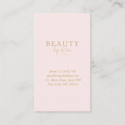 Roze & Beige-Gold Minimal Elegant, Salon QR Code Visitekaartje (Voorkant)
