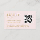 Roze-beige-goud, minimaal, elegant, salon, QR-code Afsprakenkaartje (Voorkant)