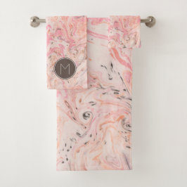 Roze beige Gray Marble Bath-handdoekset Bad Handdoek
