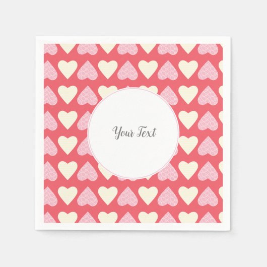 Roze Beige Hearts Pattern Valentijnsdag Party Servet (Voorkant)