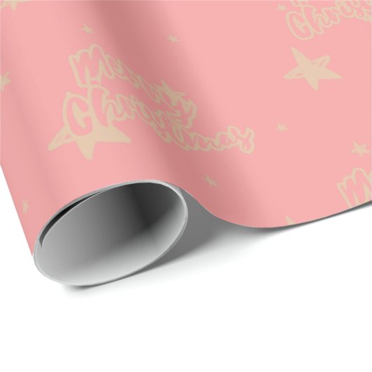 Roze & beige Kerst Inpakpapier (Rol Hoek)