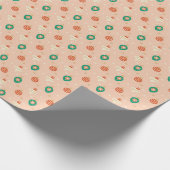 Roze beige kerstballen en siervoorwerpen cadeaupapier (Hoek)