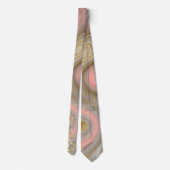 Roze & Beige Marmeren Gouden Glitter Necktie Stropdas (Achterkant)