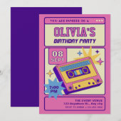 Roze beige retro muziek partij cassete kaart (Voorkant / Achterkant)