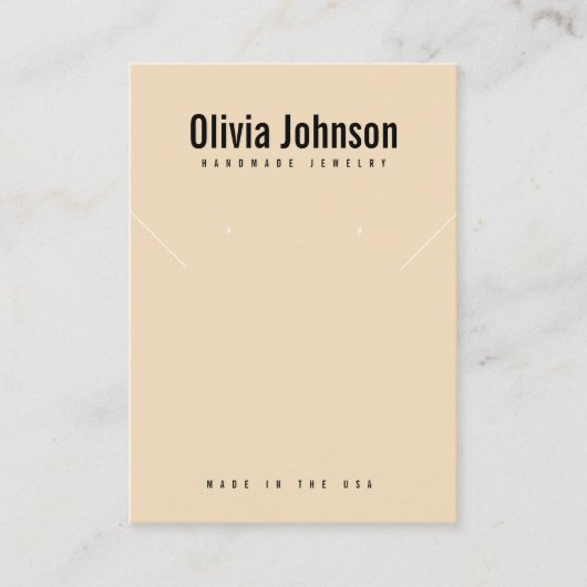 Roze Beige Sieraden Oorbellen Ketting Display Kaar Visitekaartje (Voorkant)