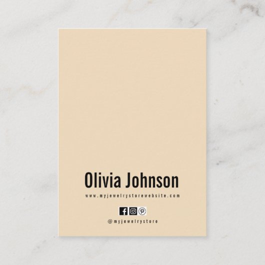 Roze Beige Sieraden Oorbellen Ketting Display Kaar Visitekaartje (Achterkant)