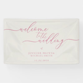 Roze beige Simple Modern Welkom op het huwelijk Spandoek