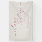 Roze beige Simple Modern Welkom op het huwelijk Spandoek (Verticaal)