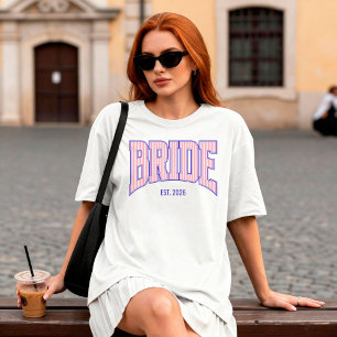 Roze + Beige Streep Navy Varsity BRUID T-shirt